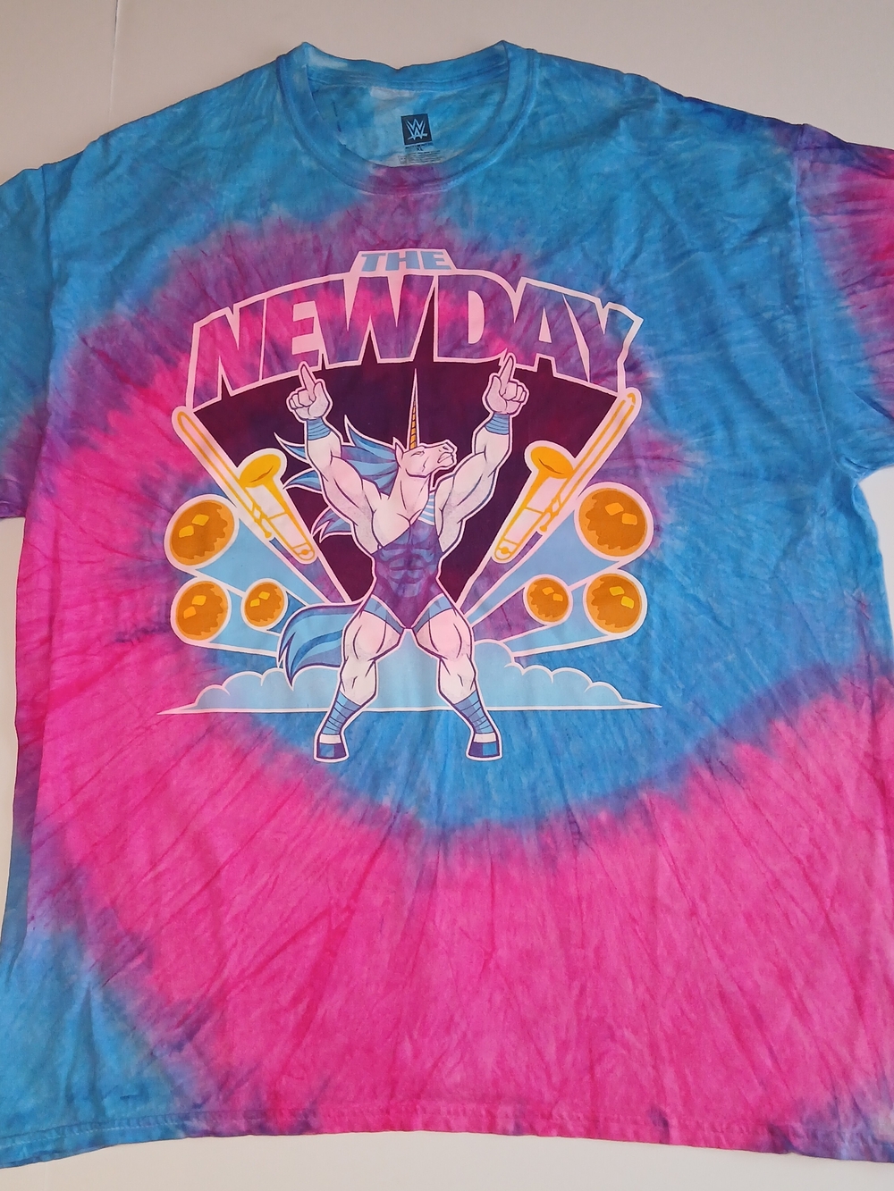 WWE The New Day Tie-Dye Graphic T-Shirt - Blue & Pink